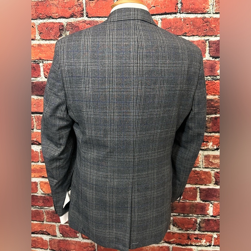 LAUREN RALPH LAUREN MENS BLAZER SIZE 38 GREY BLUE PLAID LEXINGTON FLEX JACKET - Picture 9 of 13